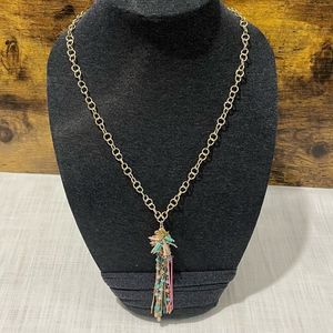 Pink & Blue Tassel Necklace